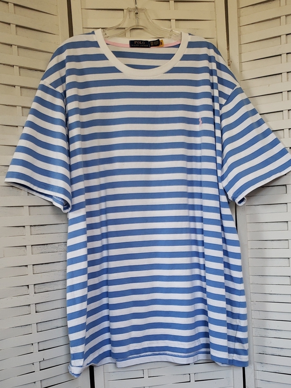 Polo by Ralph Lauren Light Blue & White Striped Short Sleeve Tee Size 3XB